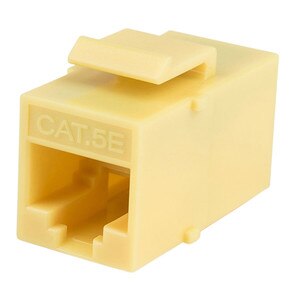 Image of Cat 5e RJ45 Inline Coupler with Keystone Latch - Yellow