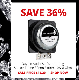 SAVE 36%—Dayton Audio Self Supporting Square Frame 32mm Exciter 10W 8 Ohm. SALE PRICE $10.20. SHOP NOW