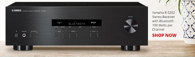 Yamaha R-S202 Stereo Receiver with Bluetooth 100 Watts per Channel.  SHOP NOW