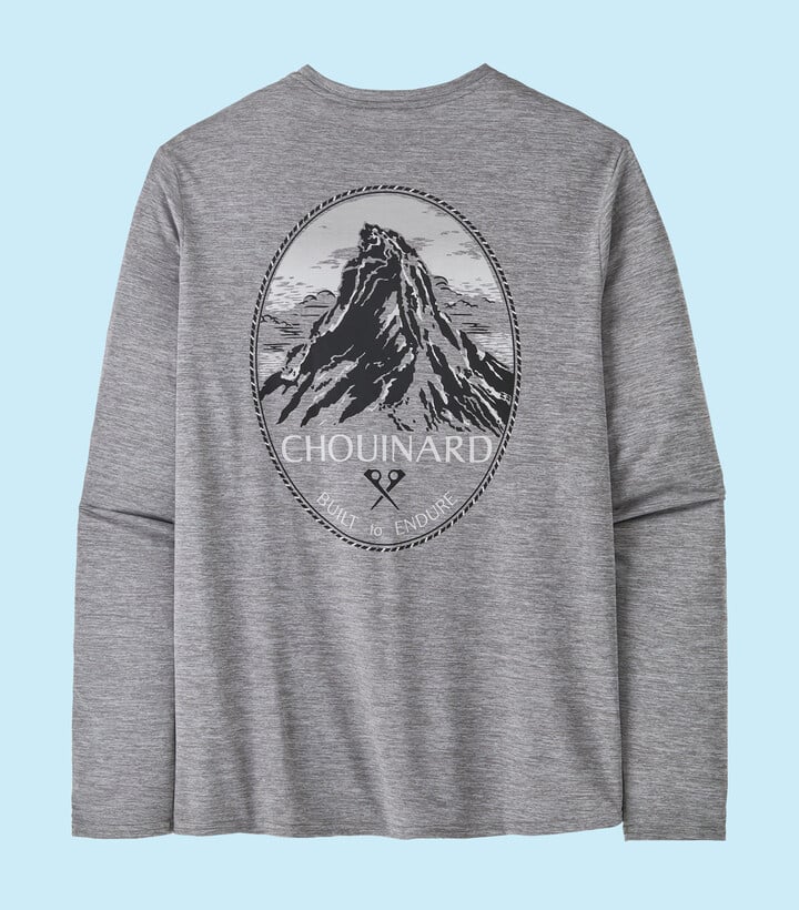 Men’s Long-Sleeved Capilene Cool Daily Graphic Shirt with Chouinard Crest logo.