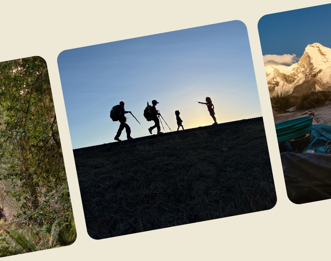 A strip of photographs from various feature stories.