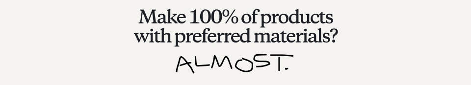 Make 100% of products with preferred materials?