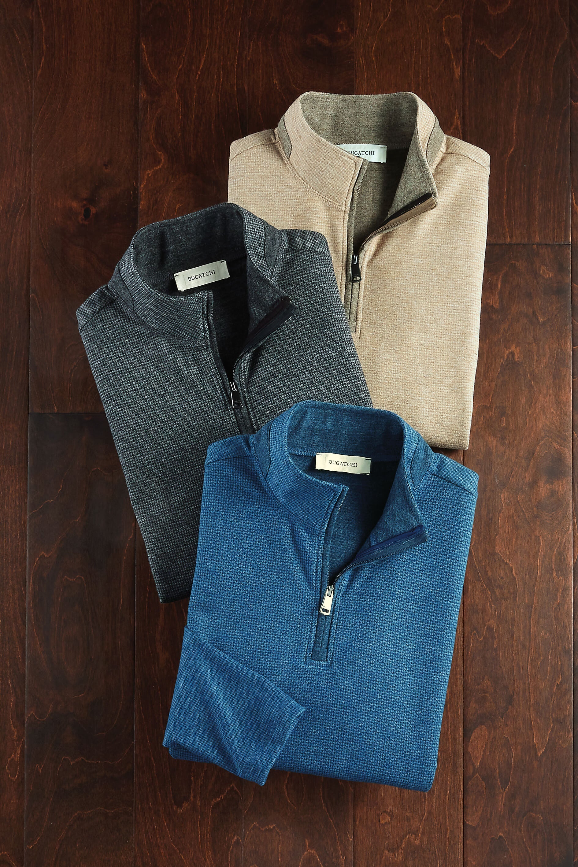 Image of Bugatchi Mini Houndstooth Mock 1/4 Zip