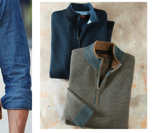 Herringbone Mock Zip