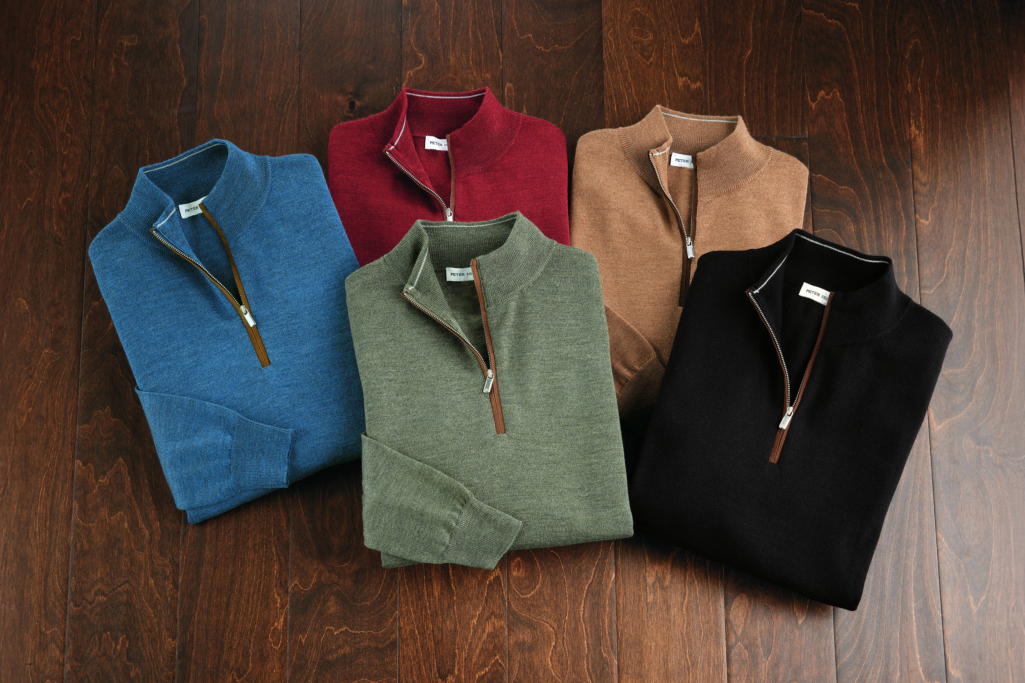 Image of Peter Millar Autumn Crest Suede Trim 1/4 Zip
