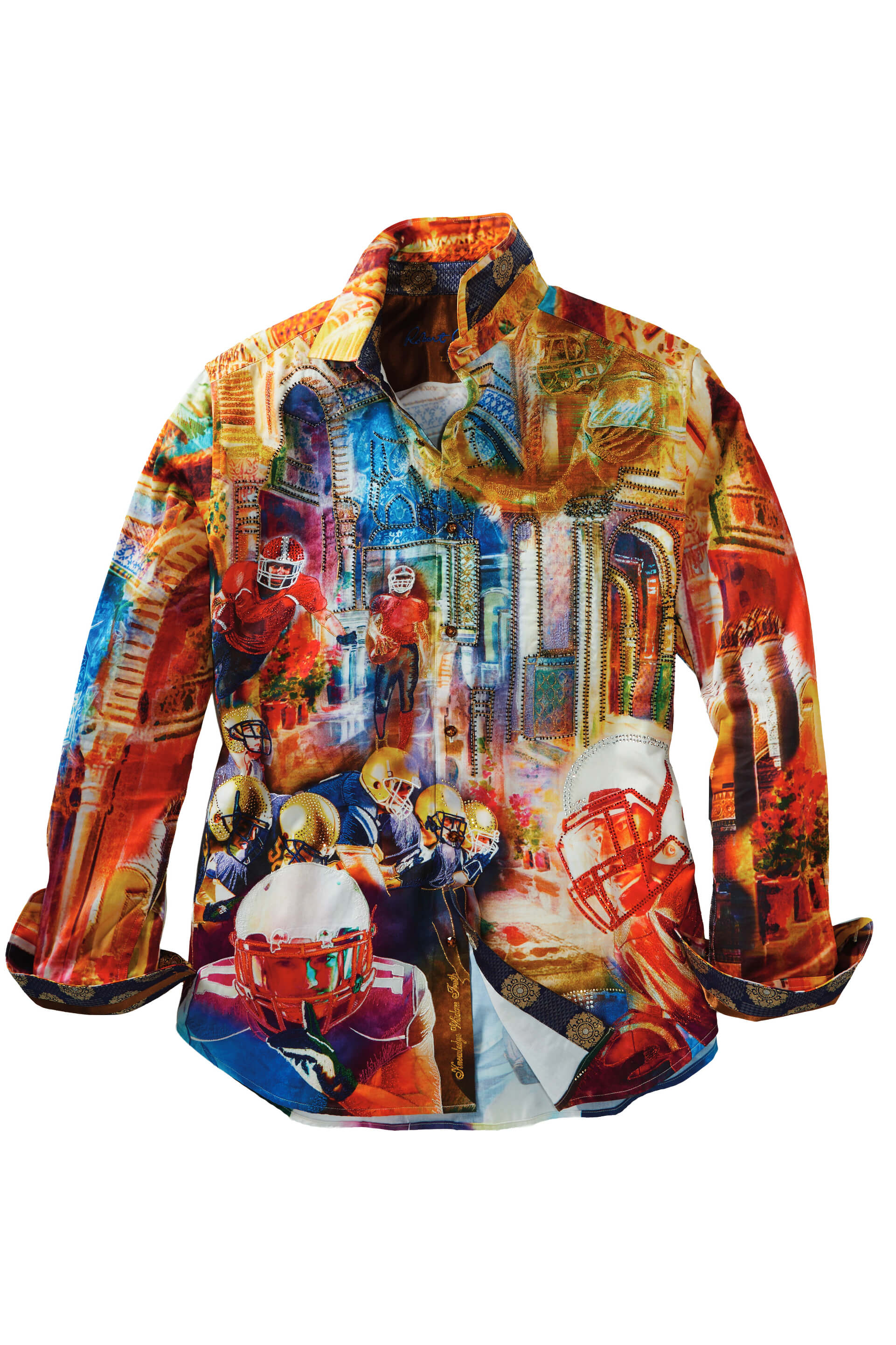 Image of Robert Graham Long Sleeve Football Crystal Beaded Shirt