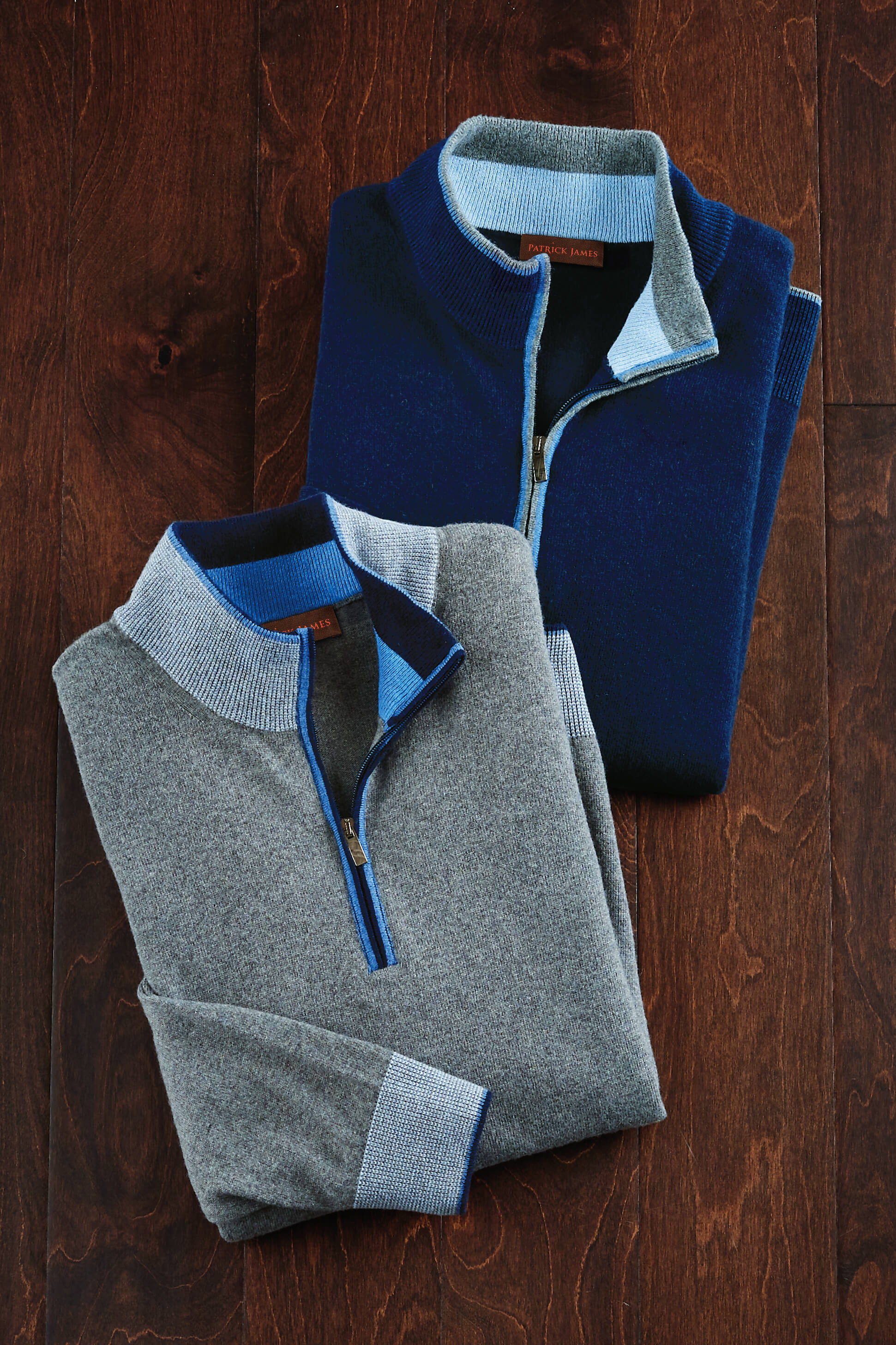 Image of Patrick James Stripe Mock 1/4 Zip