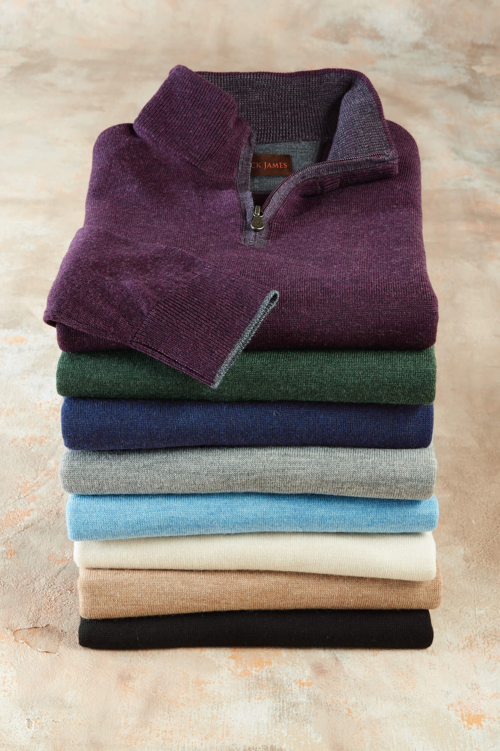 Image of Patrick James Long Sleeve Solid Merino Mock 1/4 Zip