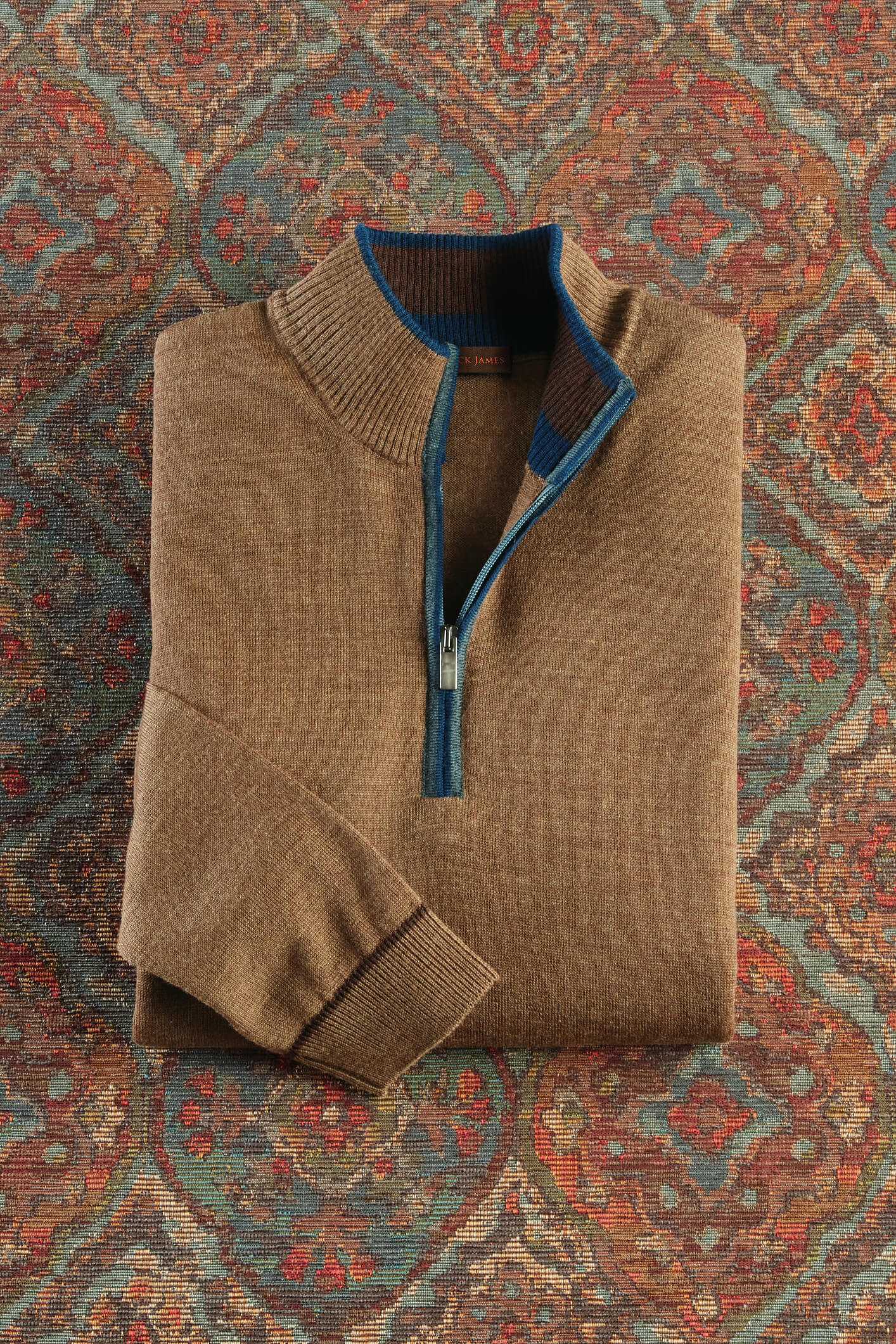 Image of Patrick James Herringbone Mock 1/4 Zip