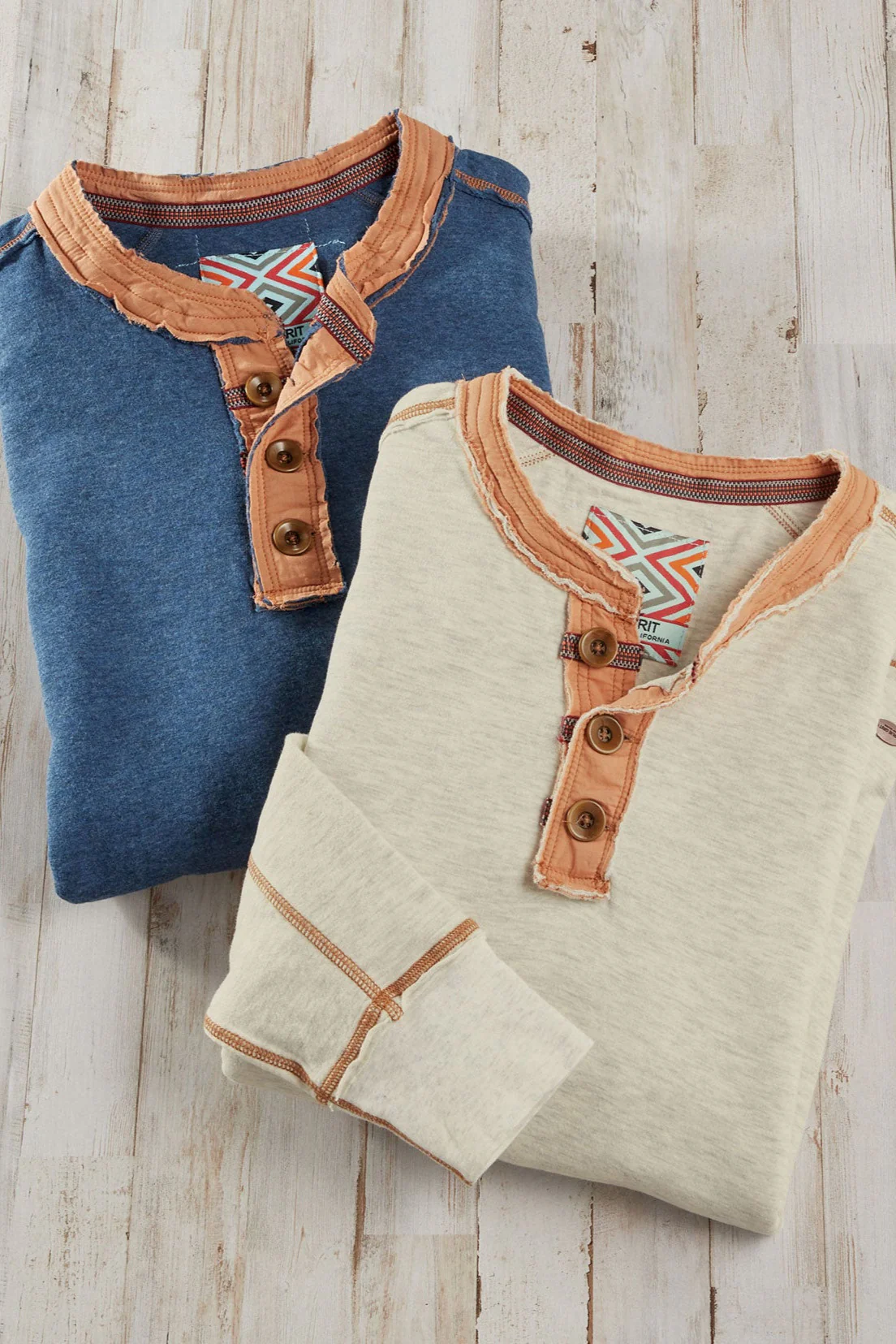 Image of True Grit Double Layer Henley - Indigo
