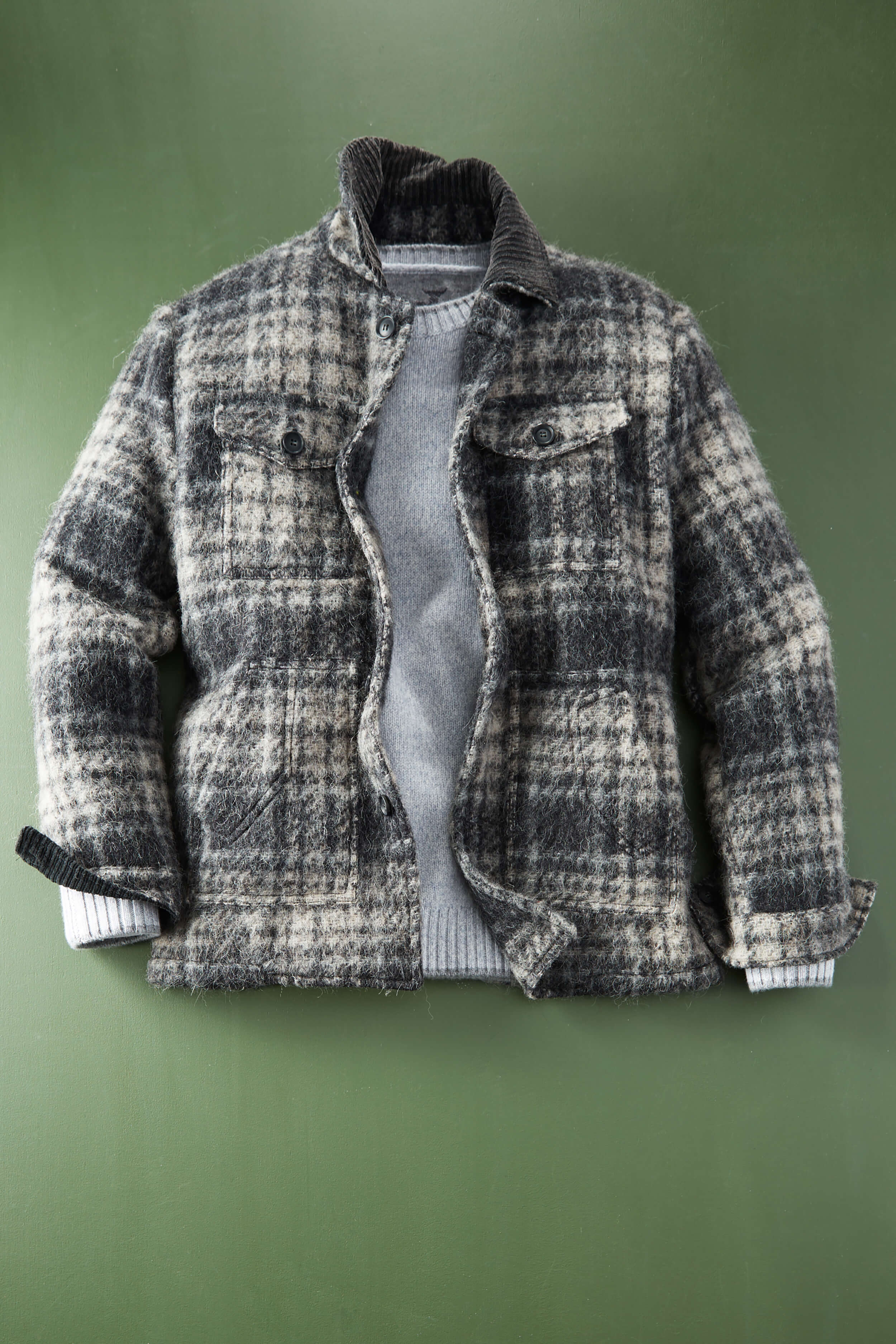 Image of Patrick James Dolomine Plaid 2 Pocket Cord Jacket