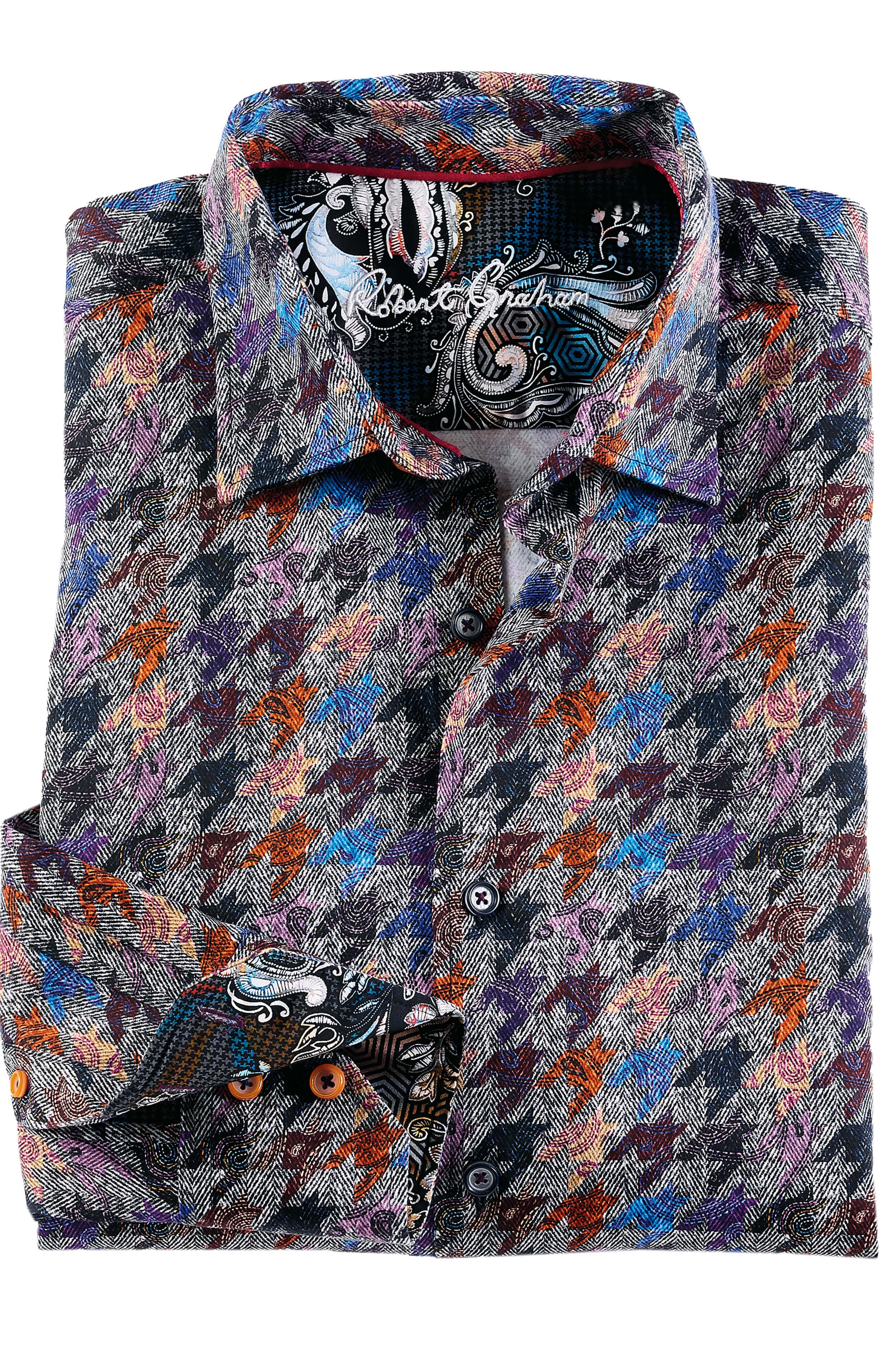 Image of Robert Graham Long Sleeve Darcy Large Houndstooth Shirt