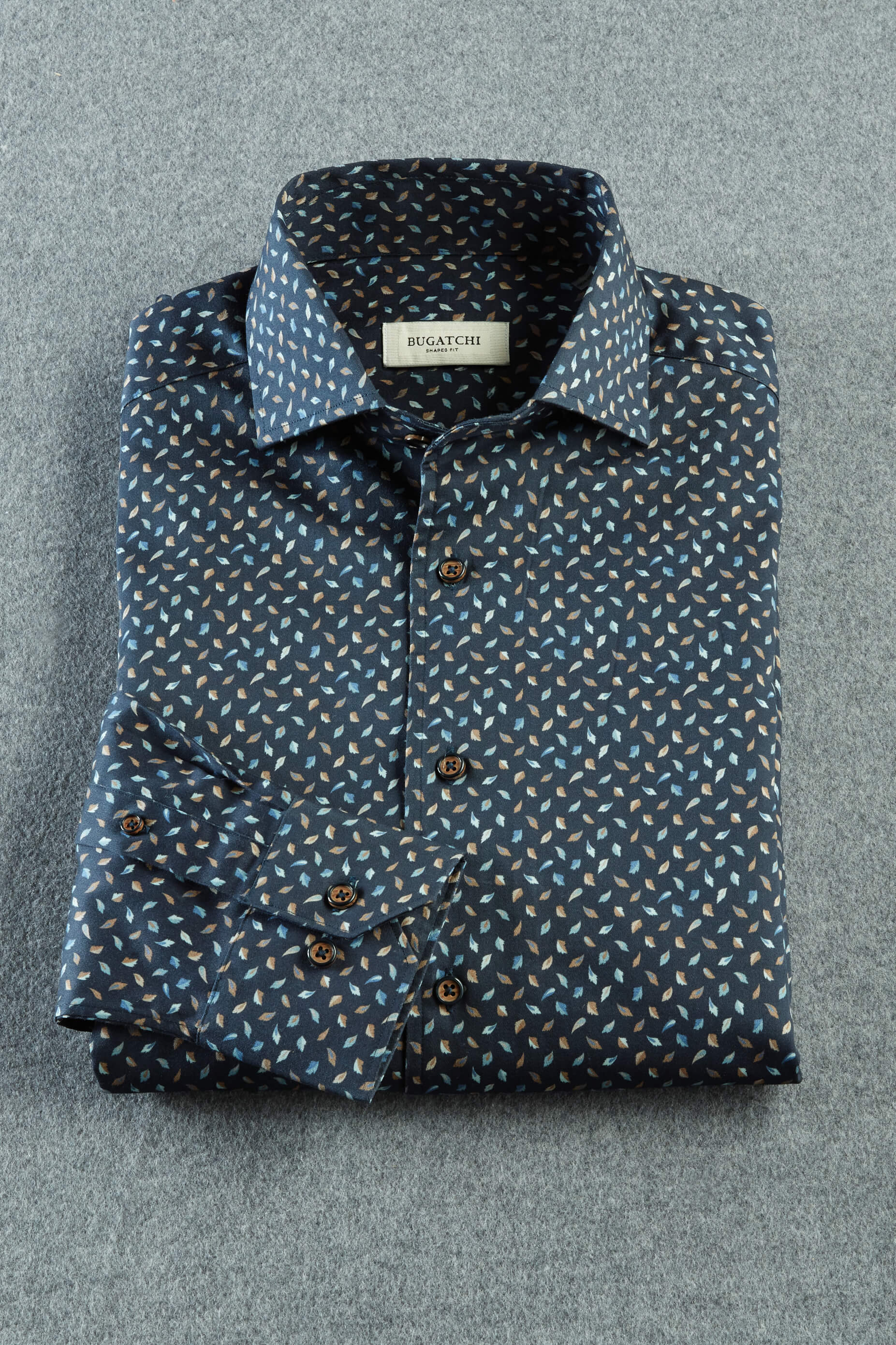 Image of Bugatchi Long Sleeve Alvin Small Leaf Shirt