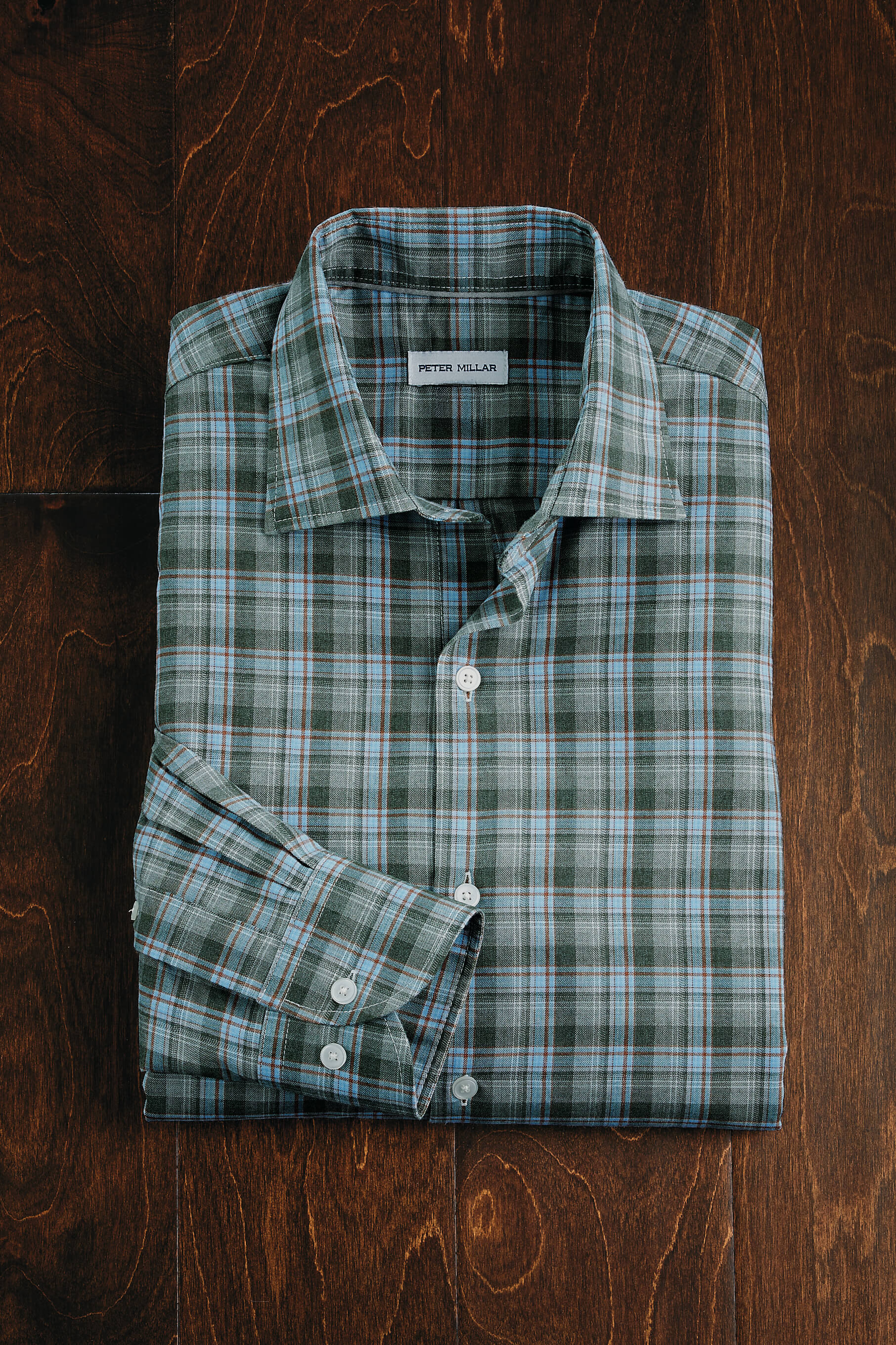 Image of Peter Millar Long Sleeve Whitecap Flannel Performance Shirt