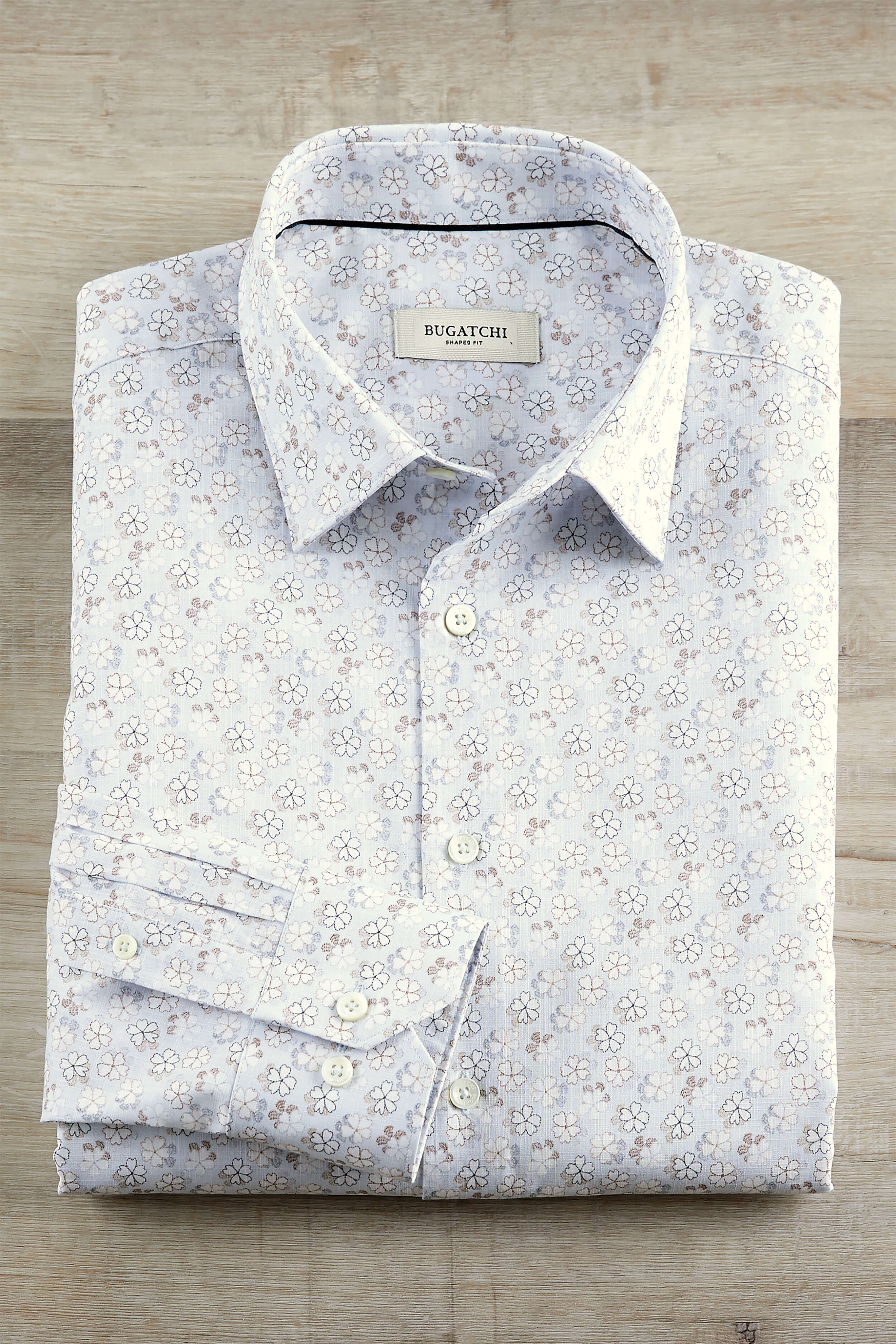 Image of Bugatchi Long Sleeve Spread Collar Floral Shirt