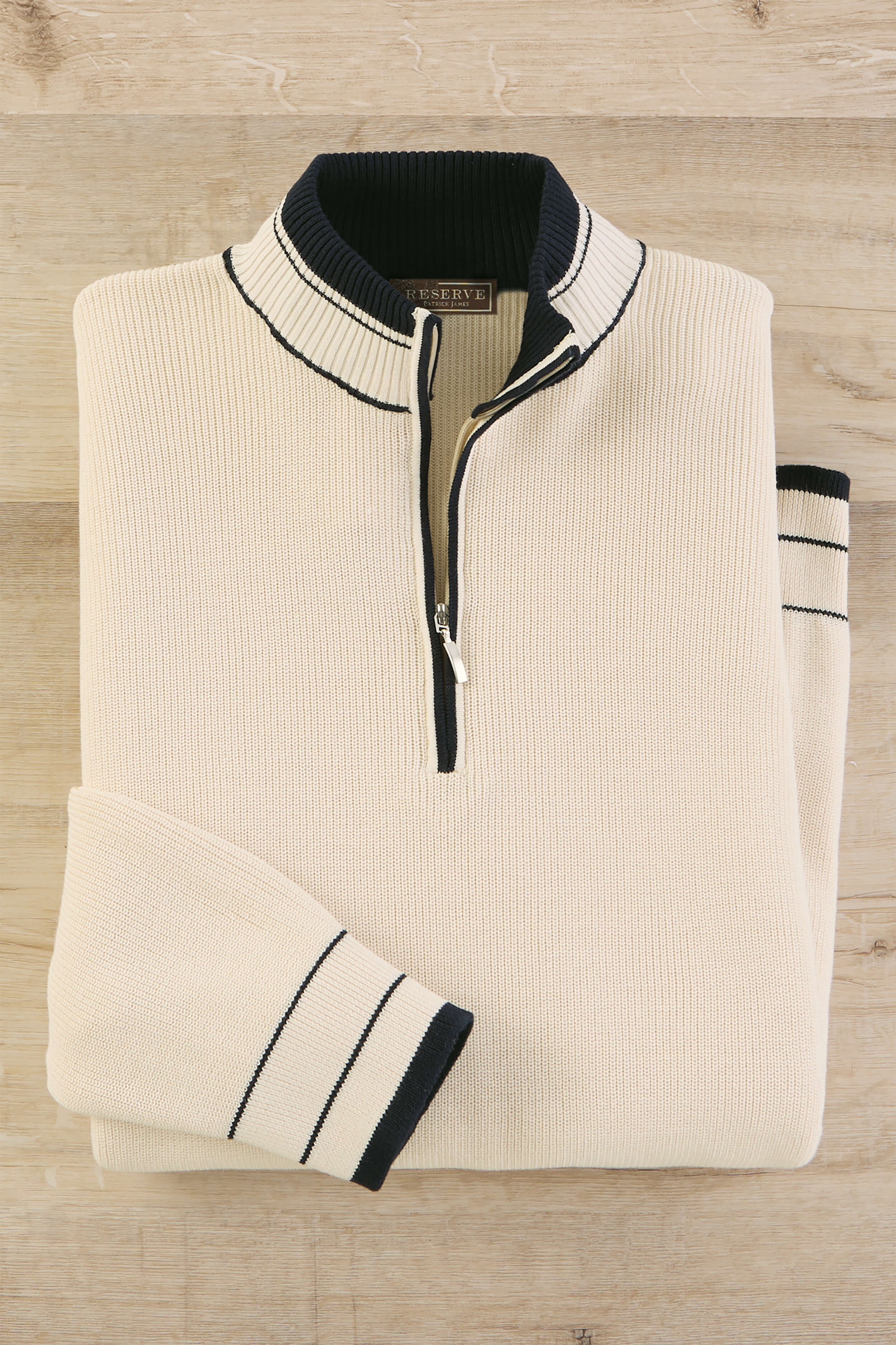 Image of Long Sleeve Nautical Stripe Quarter Zip Sweater