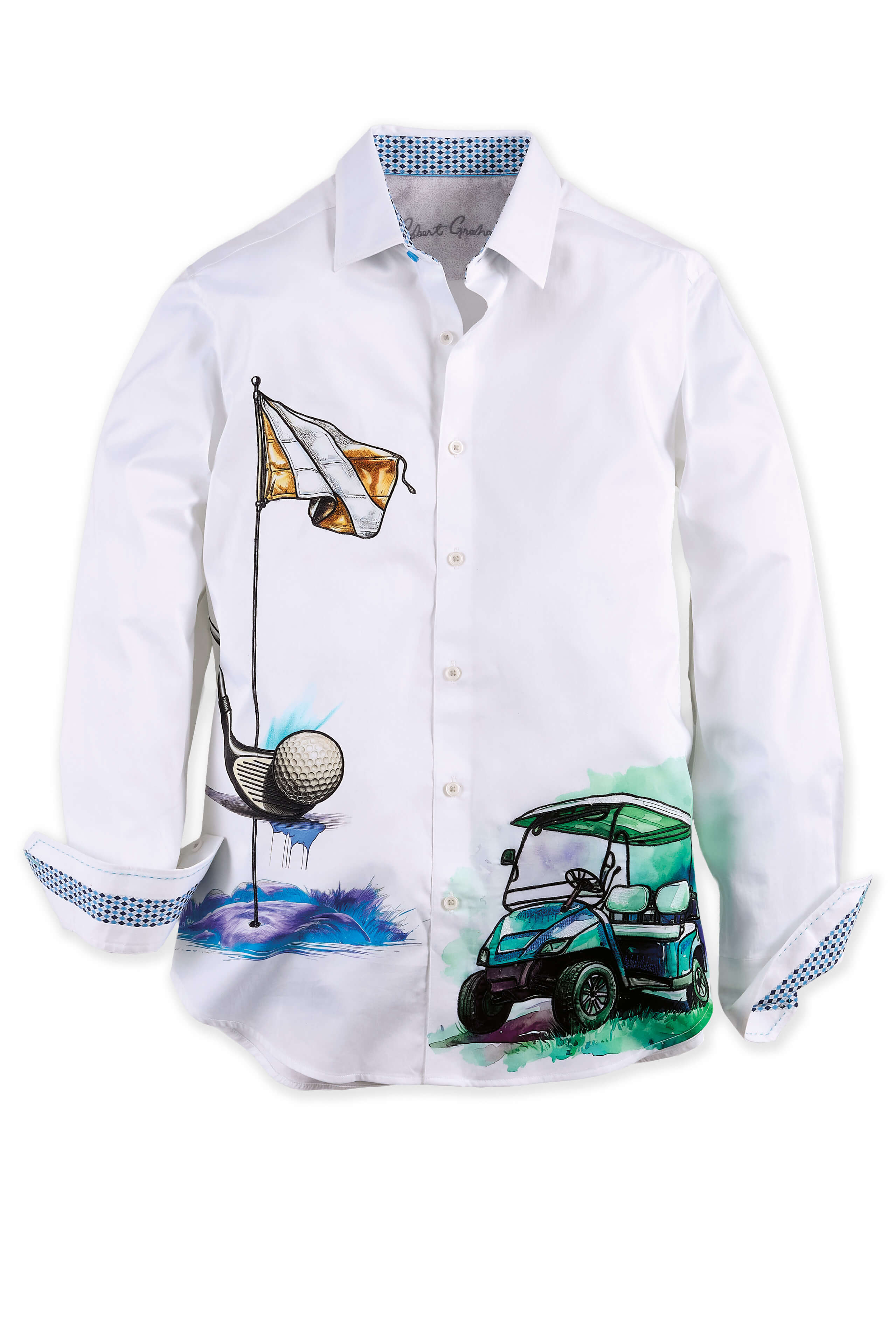 Image of Long Sleeve Genesis Golf Motif Embroidered Shirt