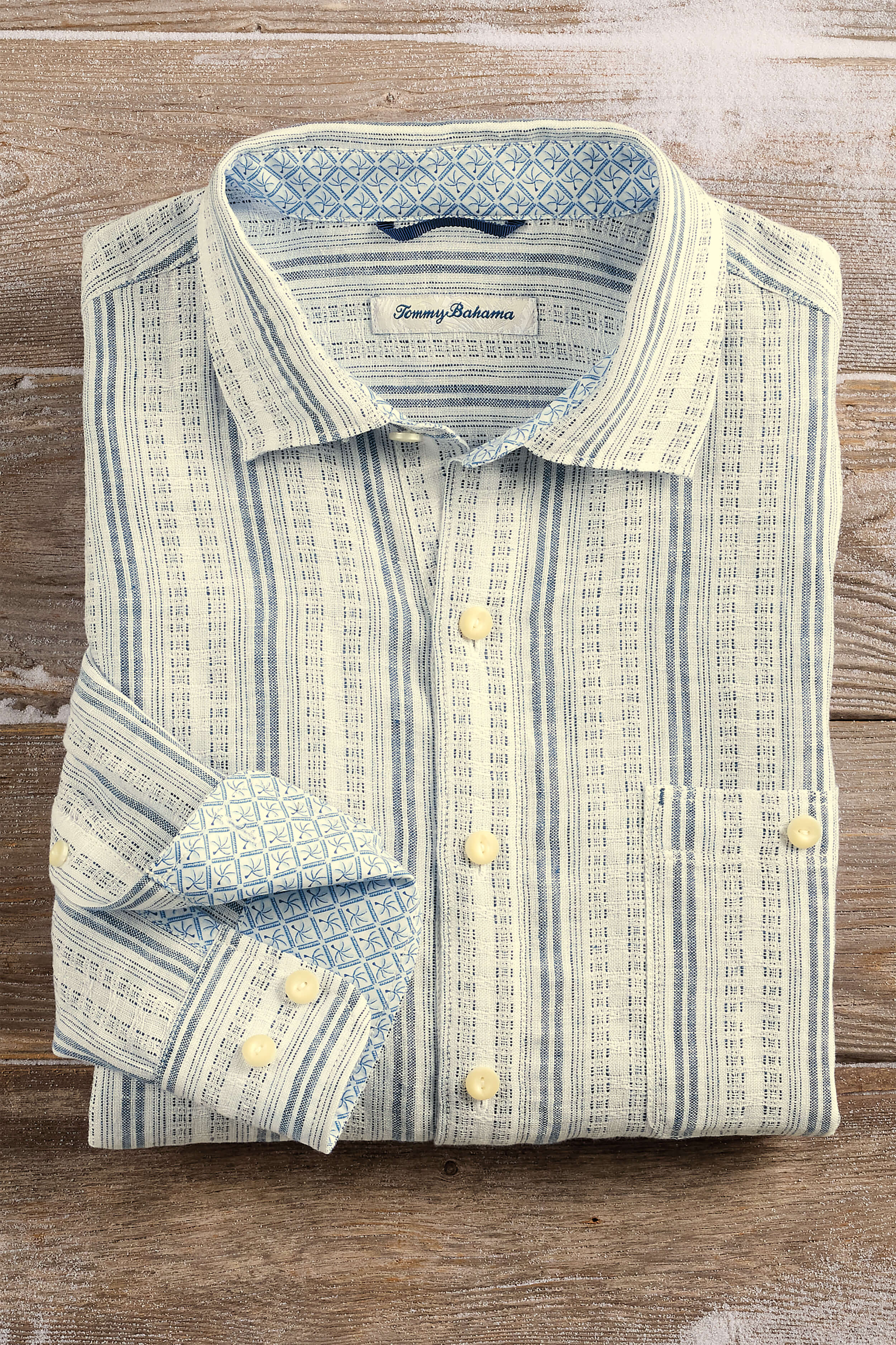Image of Long Sleeve Blue Royal Stripe Linen Shirt