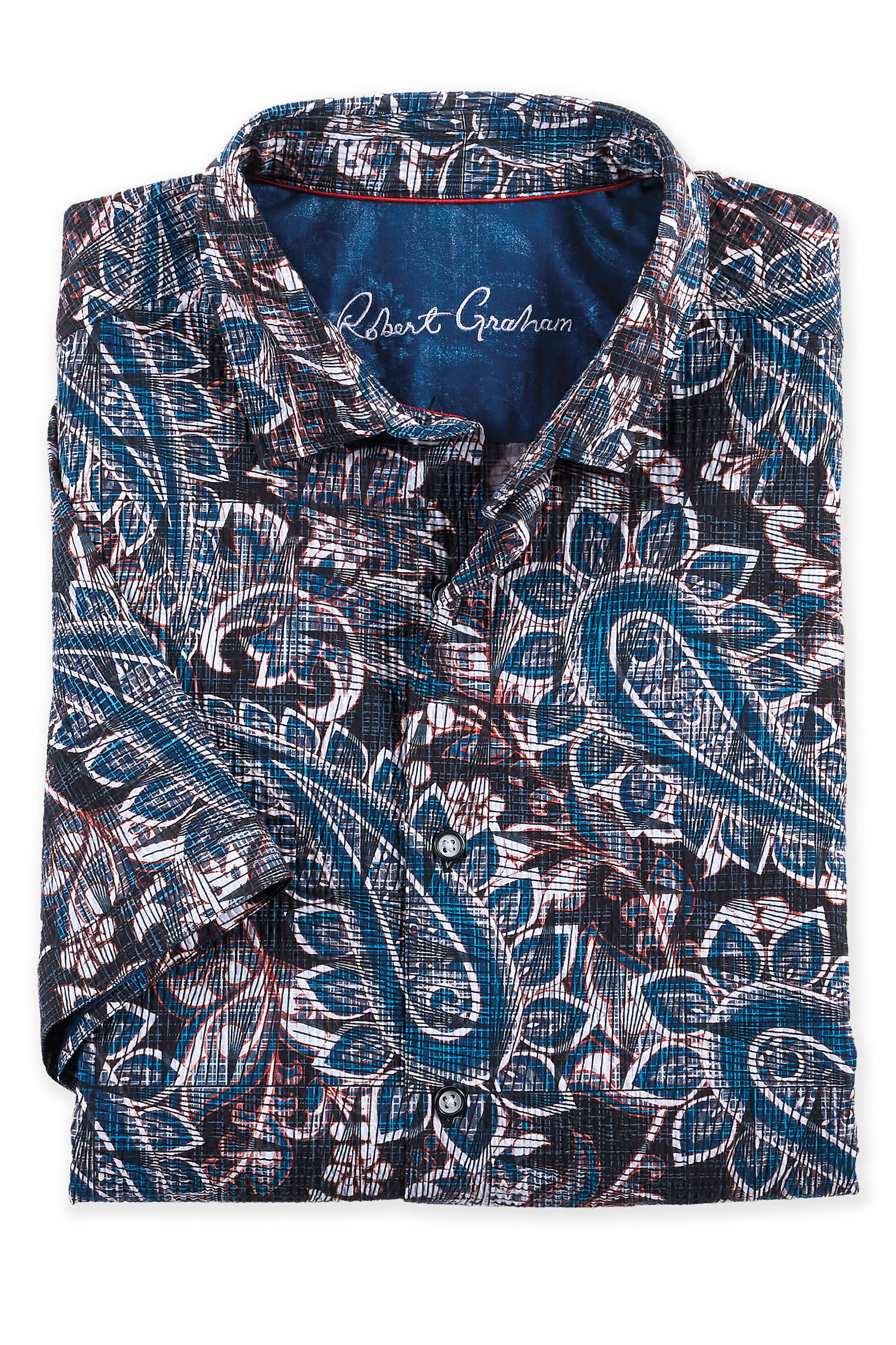 Image of Short Sleeve Barrington Paisley Seersucker Shirt