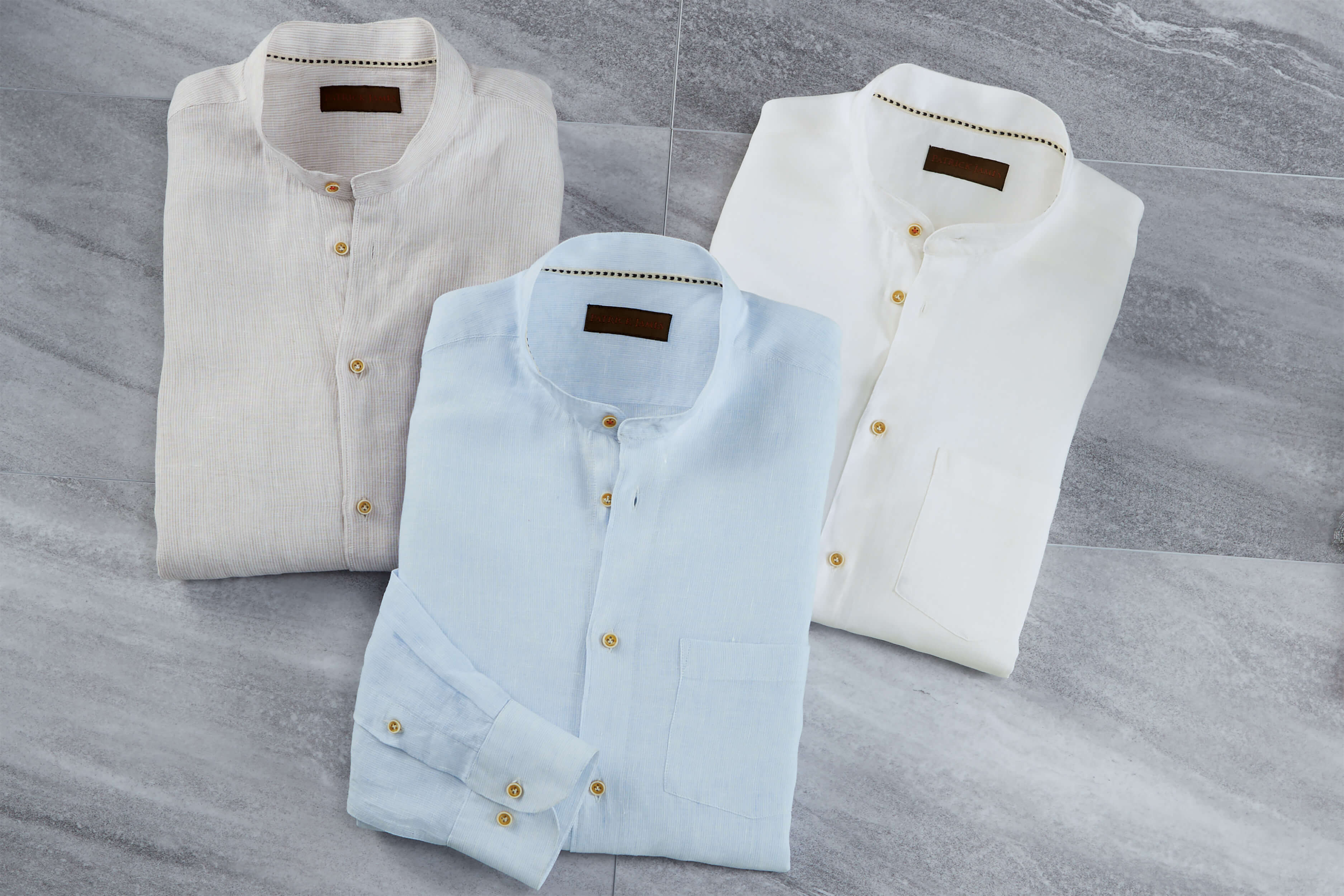 Image of Long Sleeve Solid Linen Banded Collar Shirt