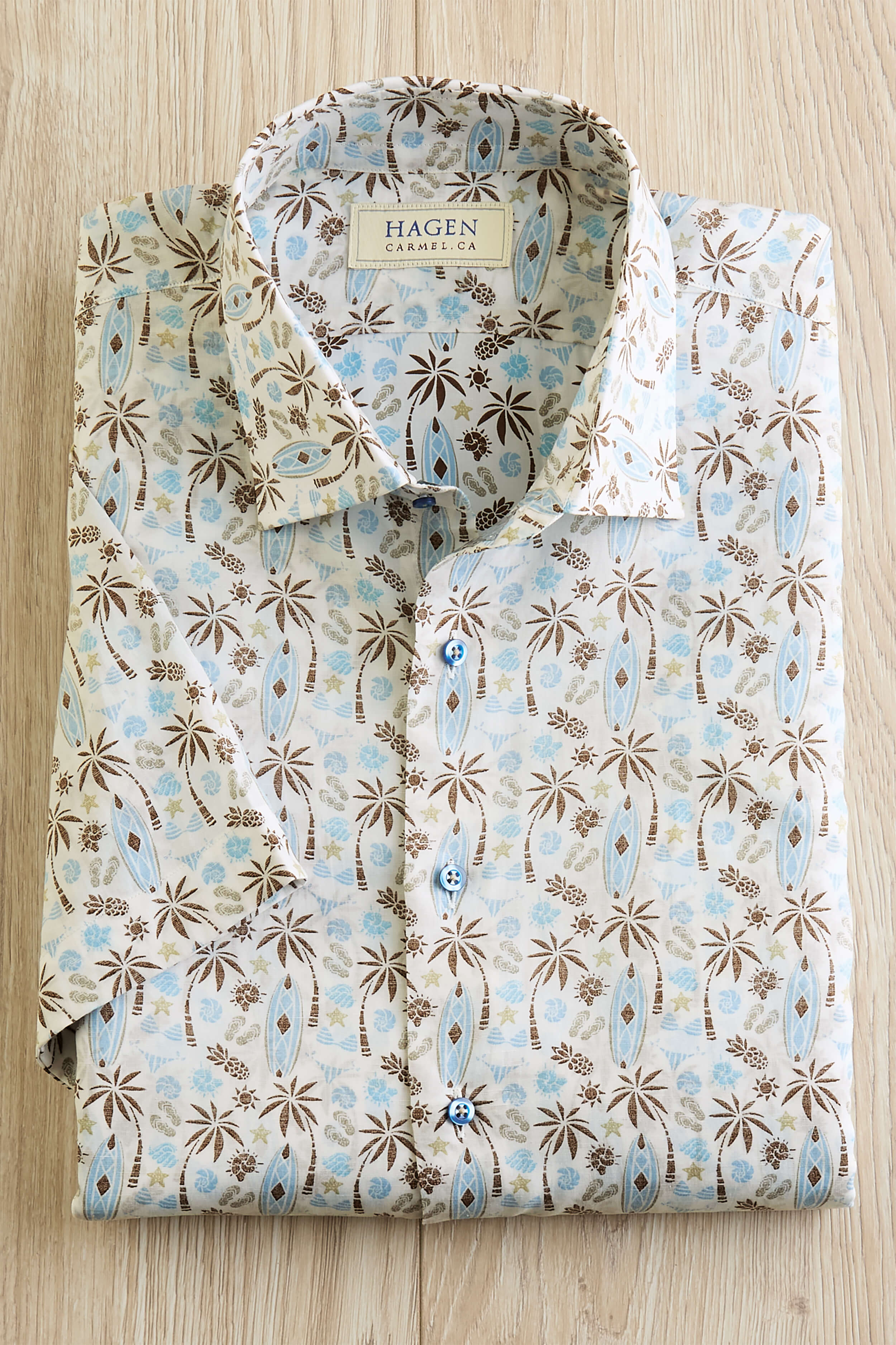 Image of Hagen Short Sleeve Island Beach Print Shirt