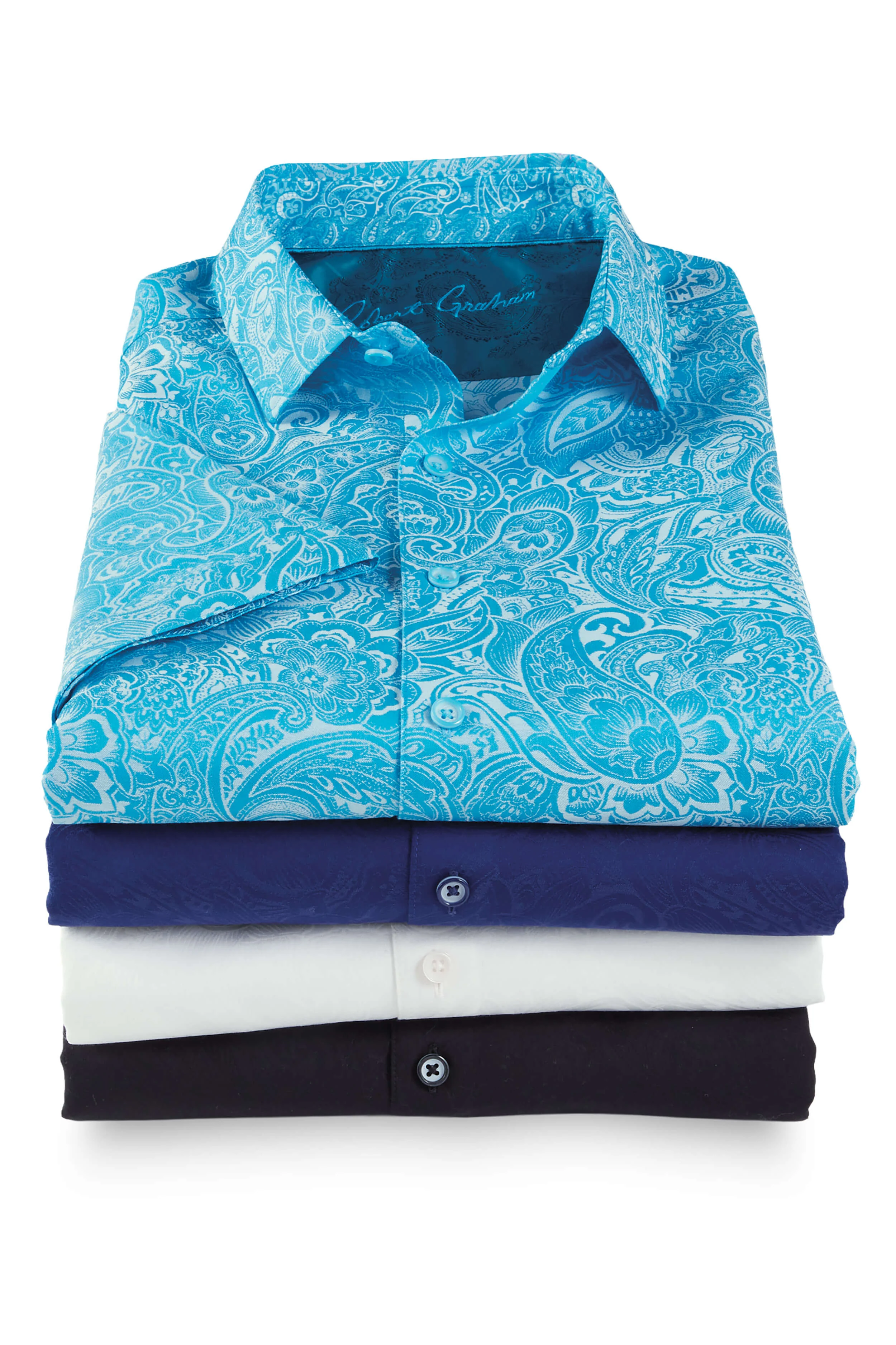 Image of Robert Graham Short Sleeve Hudson Jacquard Solid Shirt