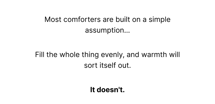 Most comforters are built on a simple assumption…