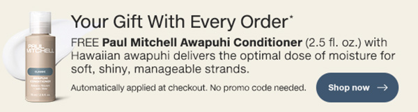 FREE Paul Mitchell Awapuhi Conditioner (2.5 fl. oz.) with Hawaiian awapuhi delivers the optimal dose of moisture for soft, shiny, manageable strands.