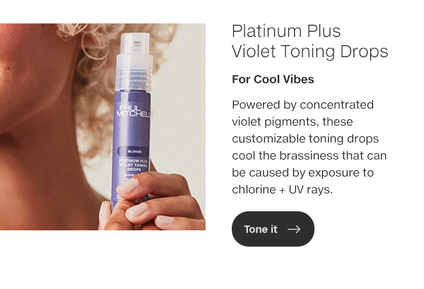 Powered by concentrated violet pigments, these customizable toning drops cool the brassiness that can be caused by exposure to chlorine + UV rays.