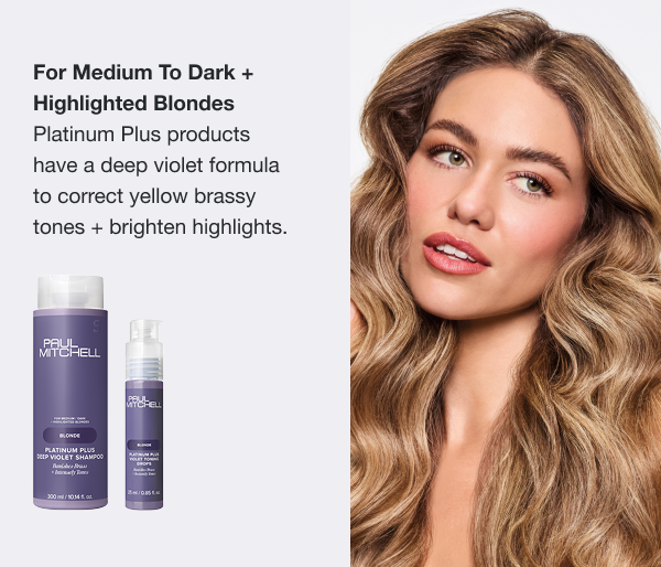 Platinum Plus products have a deep violet formula to correct yellow brassy tones + brighten highlights.