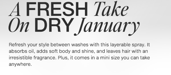 Refresh your style between washes with this layerable spray. It absorbs oil, adds soft body and shine, and leaves hair with an irresistible fragrance. Plus, it comes in a mini size you can take anywhere.