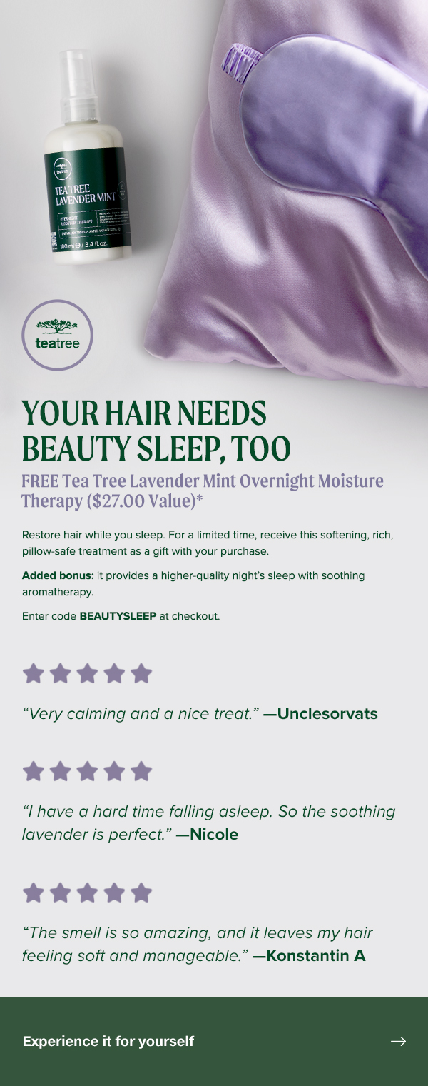 FREE Tea Tree Lavender Mint Overnight Moisture Therapy 