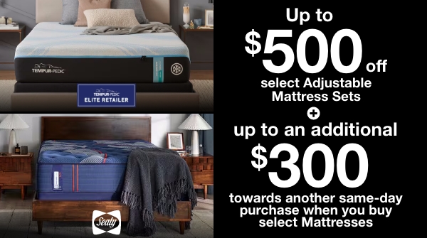 Up to $500 Off Tempur-Pedic and Sealy Adjustable Mattress Sets