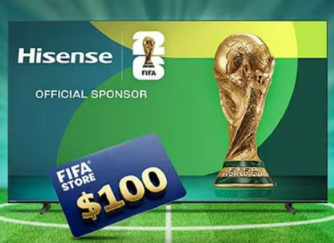 Free $100 FIFA Store Gift Card with the purchase of select Hisnese TVs