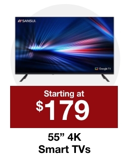 55" 4K Smart TVs starting at $179