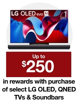 Up to 250 in rewards with purchase of select LG TVs & Soundbars