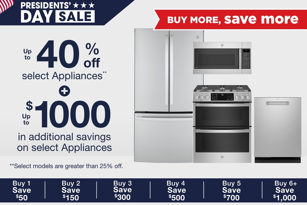 Buy More, Save More Up to $1000 in additional savings on Appliances