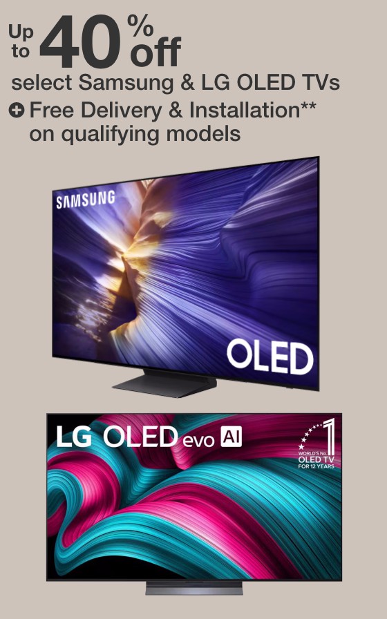 Up to 40% off select Samsung and LG OLED TVs