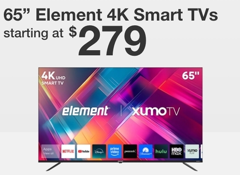 65" Smart TVs $279