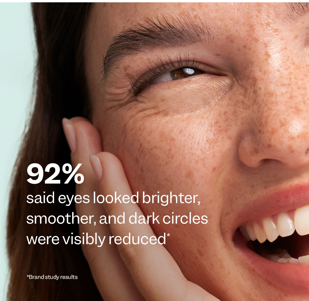 92% said eyes looked brighter, smoother, and dark circles were visibly reduced *Brand study results