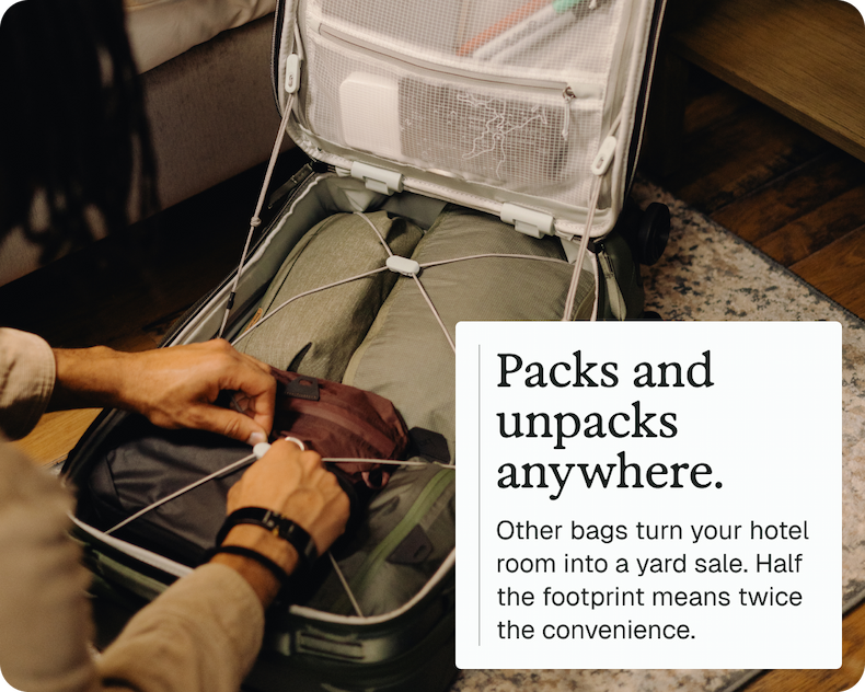 Packs and unpacks anywhere.