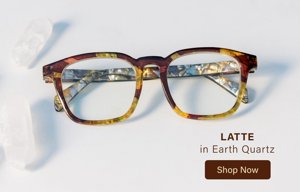 LATTE in Earth Quartz TO THE MAXIMALIST in Coffee Clear Glitter Shop Now