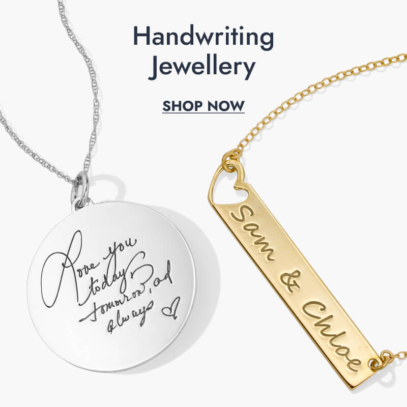 Handwriting Jewellery. Click here to Shop Now