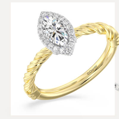 Enchanted Disney Rapunzel 0.80 CT. T.W. Marquise-Cut Diamond Frame Engagement Ring in 14K Two-Tone Gold