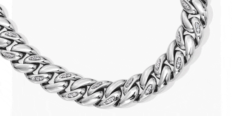 GIF showcasing a variety of stunning Diamond and Gold Jewellery, A Necklace, a Pair of Earrings and a Ring.