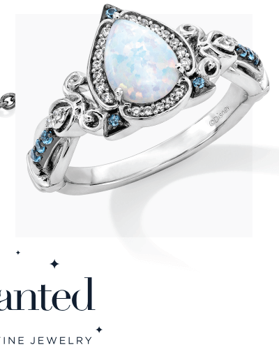 Enchanted Disney Cinderella Pear Shaped Lab Created Opal, Blue Topaz and Diamond Ring in Sterling Silver
