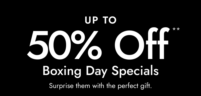 Promo up to 50% Off** Boxing day specials: Surprise them with the perfect gift against black background.