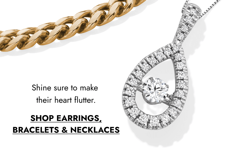 Diamond teardrop pendant with click shop earrings, bracelets and necklaces.