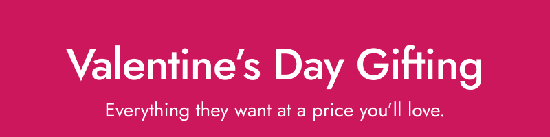 Valentine’s Day gifting banner on pink background.
