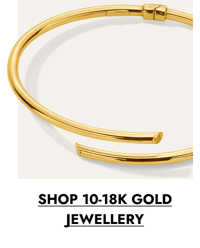 Yellow gold hinged bangle bracelet. Click to shop 10-18K gold jewellery.